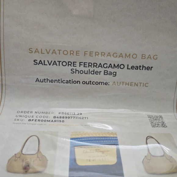 Salvatore Ferragamo Leather Shoulder Bag – Neutral | COA | Very Good Condition - Picture 14 of 16
